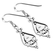 Synthetic Azure Opal Drop Silver Earrings, e431